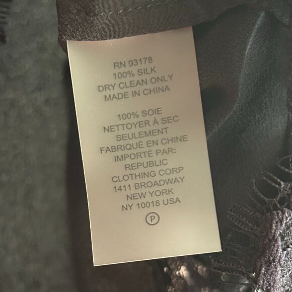 ELIE TAHARI Woman's Lace Inset Shirt 100% Silk in NOIR SZ - Picture 5 of 8